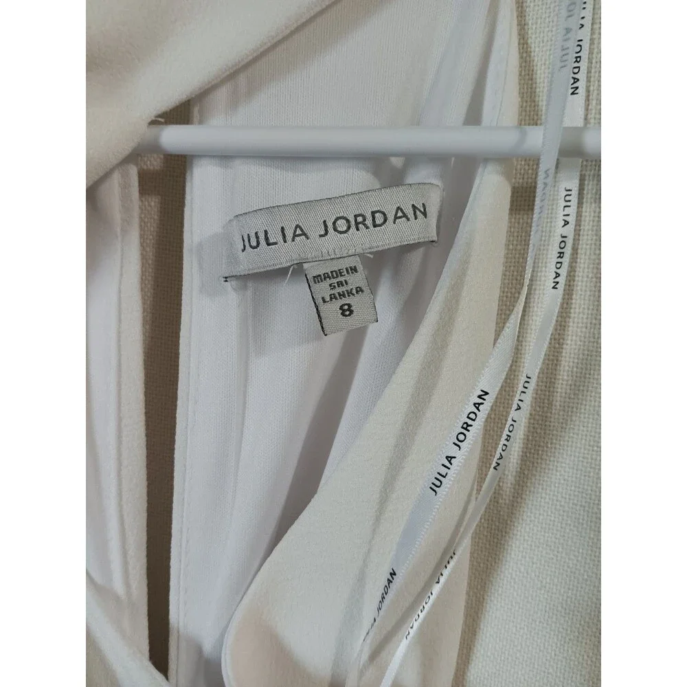Julia Jordan Sz 8 Twist Halter Neck Jumpsuit  Sleeveless Keyhole Pocket Stretch - Picture 3 of 11